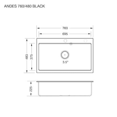 อ่างล้างจานหินแกรนิต EVE ANDES 760/480 GREY แถม AZTAC II GREY _5